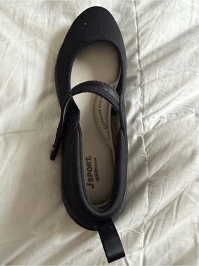 J Sport Merry Black Mary Jane Slip-On Shoe with Strap 8.5